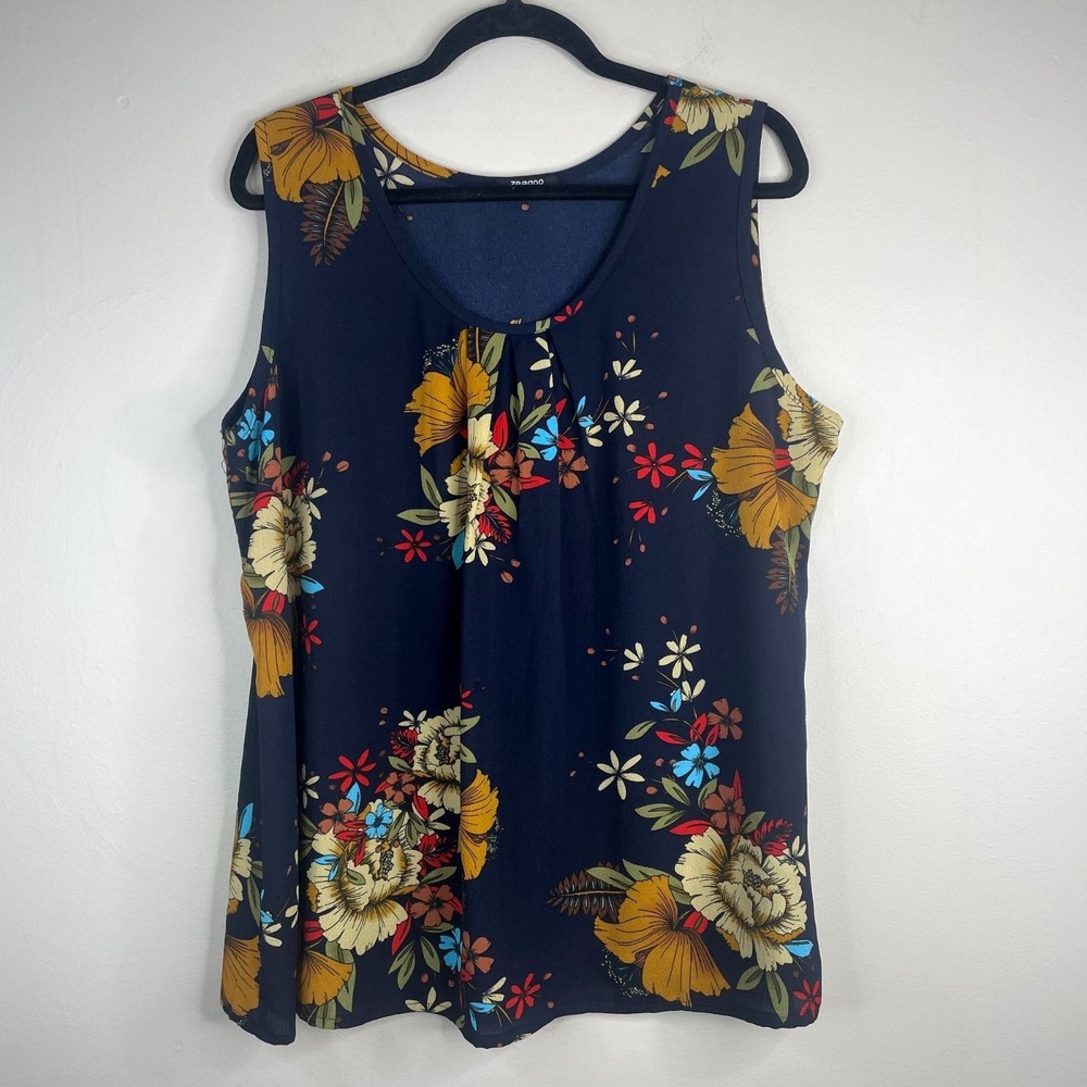 Cottage Floral Sleeveless Tank Top Womens XLarge Business Casual Layer Colorful